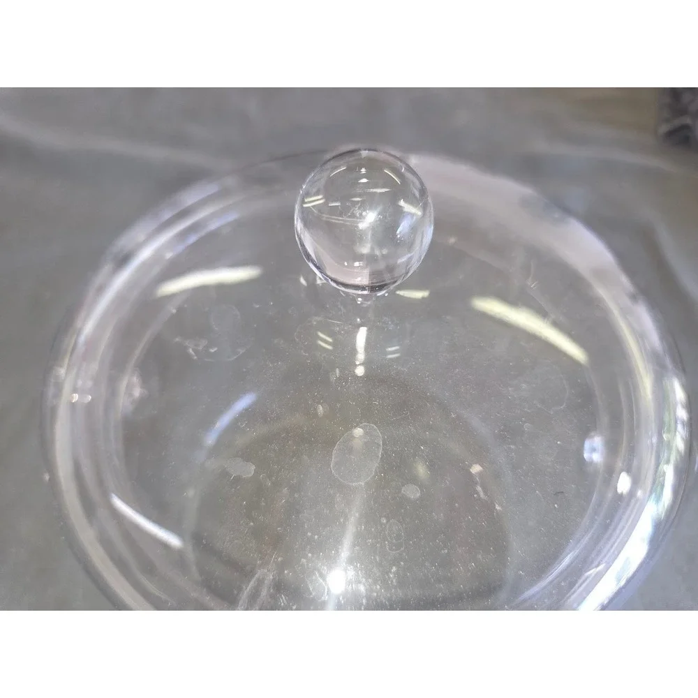 Clear Glass Simmer Pot with Lid and Handles Heat Resistant Cookware 6in x 4in
